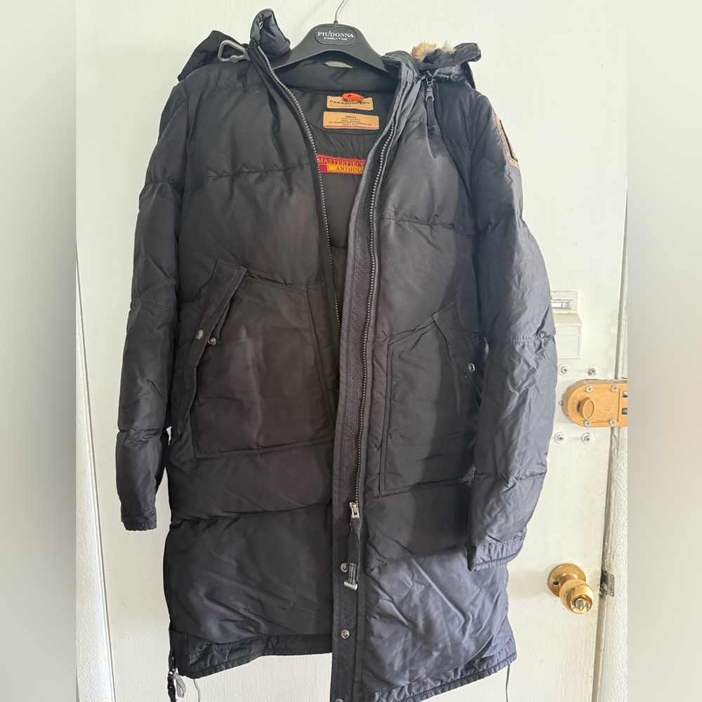 OG Masterpieces Collection Parajumpers Black Long Puffer Coat with Rabbit Hood